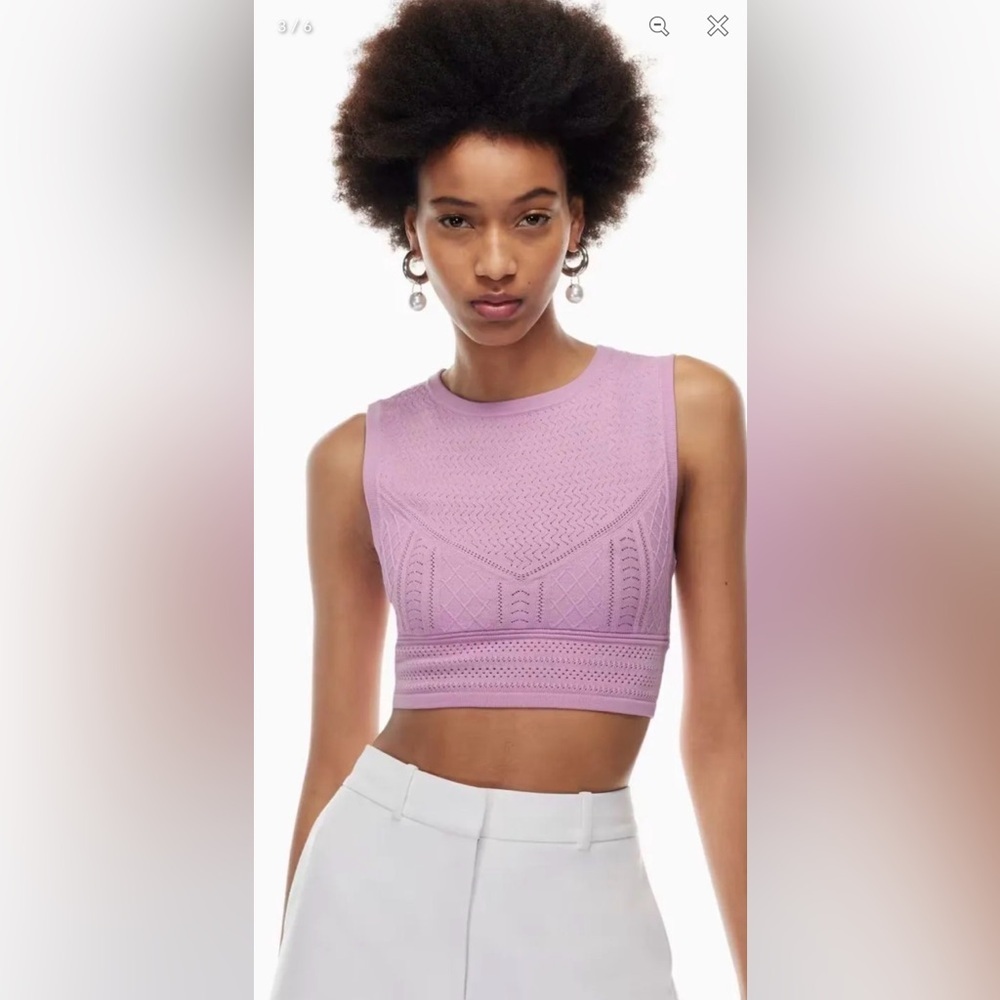 Babaton Aritzia Pointelle Knit Crop Tank – Lavender – Size Small – EUC